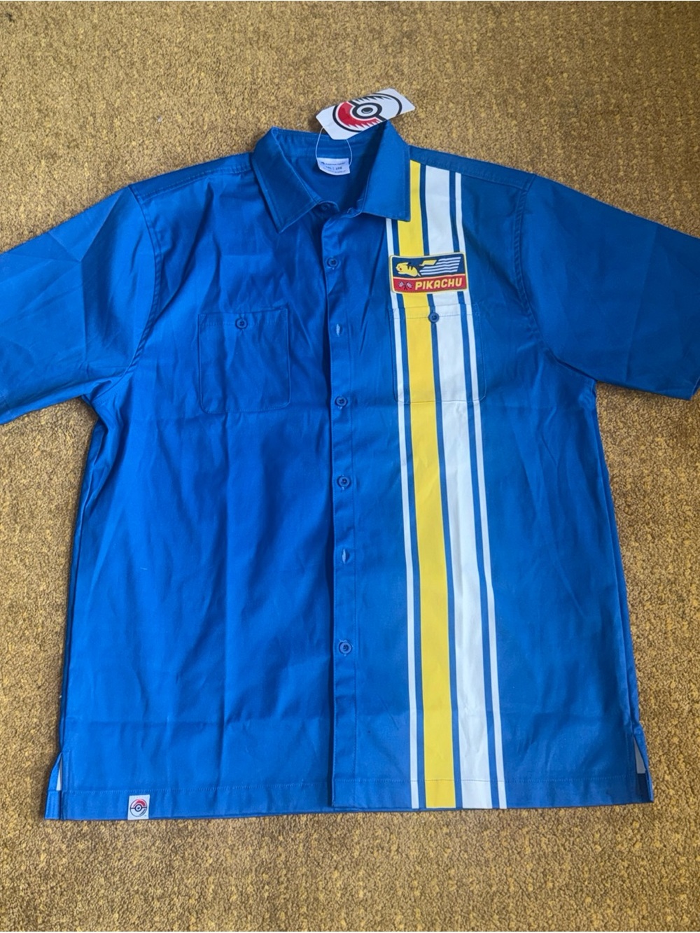 Pokemon Center Official Pikachu Button-Down racing stripe